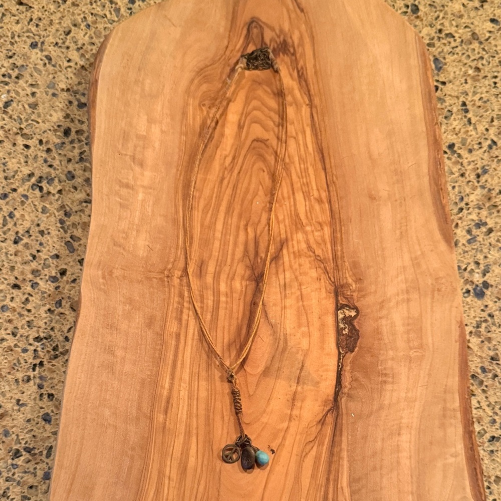 Boho Gold-Tone Necklace with Turquoise and peace charm festival ready